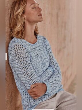 J.Jill 100% Linen Light Blue Sweater